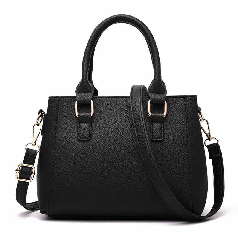 Chic Navy Blue Handbag with Detachable Shoulder Strap and Pom-Pom Charm Bags Women Leather Handbags Bags for Women.