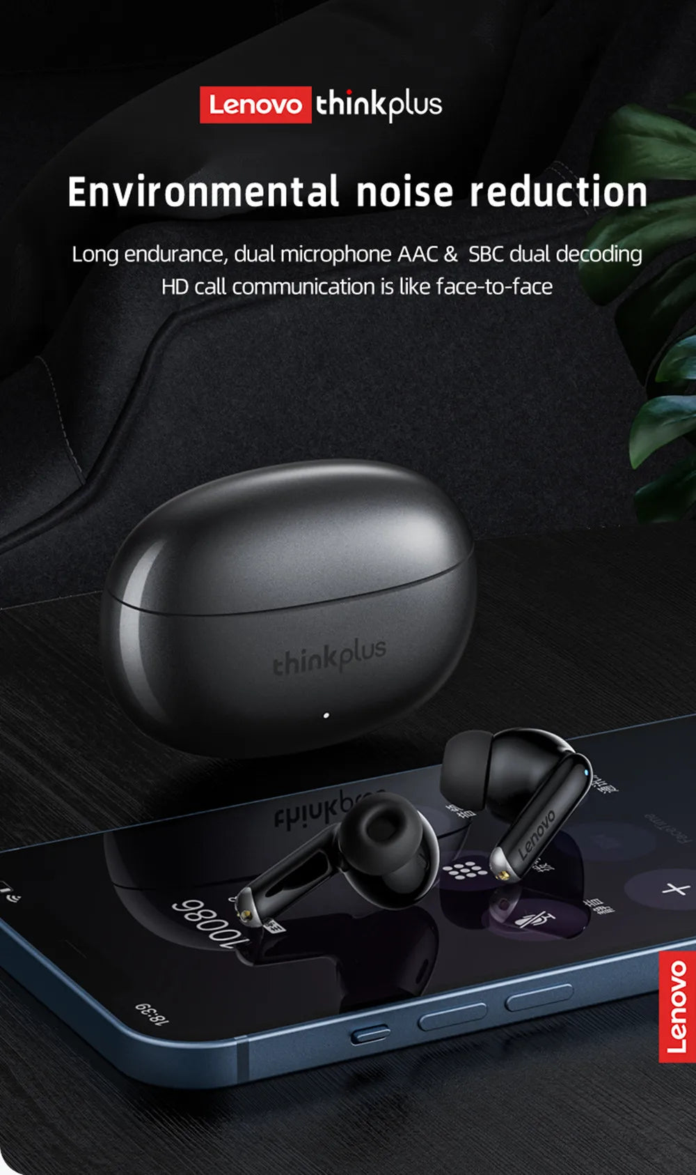 Original Lenovo XT88 TWS Wireless Earphones Bluetooth 5.3 Dual MIC Stereo Noise Reduction Bass HIFI Touch Control Earbuds