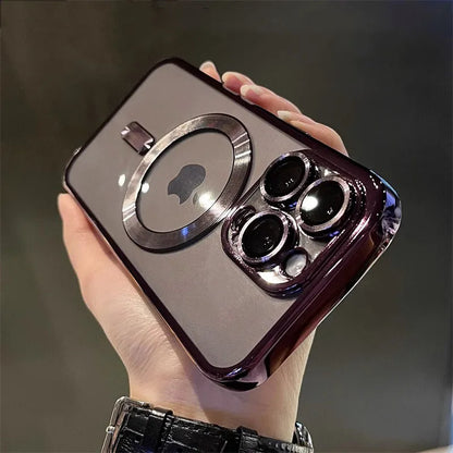 IPhone 11 12 13 14 15 16 Pro Max Plus Luxury Magnetic Plating Clear Case For Magsafe Wireless Charging Shockproof Silicone Cover