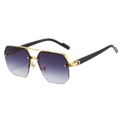 Oversize Retro Double Bridges Polygon Square Metal Men Sunglasses Fashion Gradient Shades UV400 Trending Women Sun Glasses
